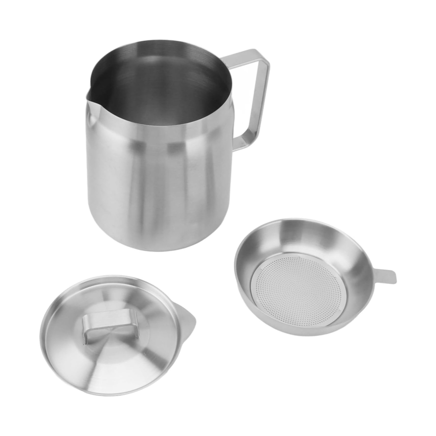 Home Restaurant Kitchen 1.5L 2.0L Oil Bacon Grease Container with Strainer Stainless Steel Oil Filter Pot