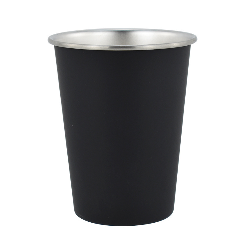 Black Dishwasher Safe Shatterproof Metal Tumbler Drinking Cups for Kids Adult Stainless Steel Pint Cup