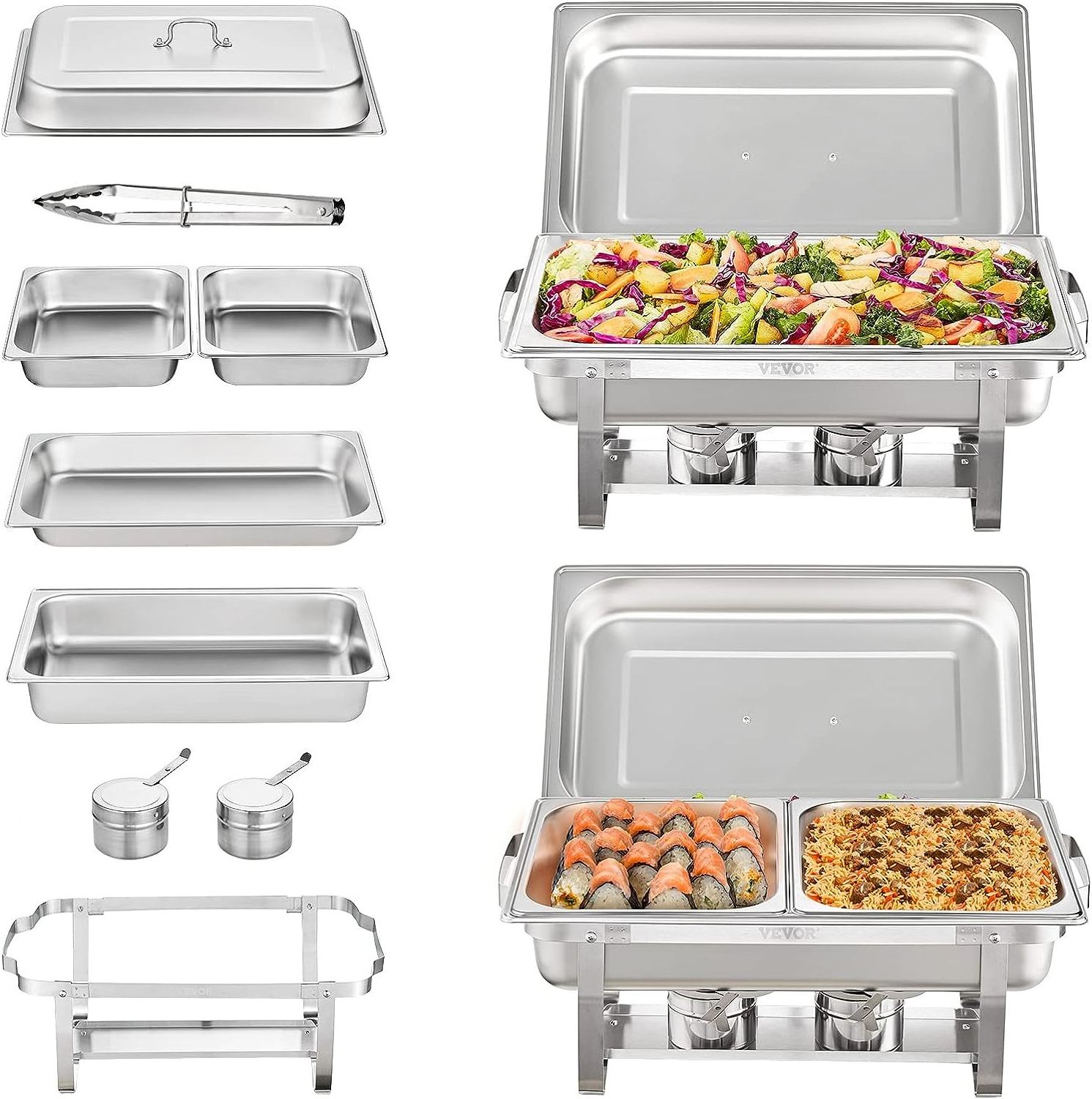 8QT Party Canteen Rectangle Stainless Steel Chafing Dish Buffet Set Chafer Set