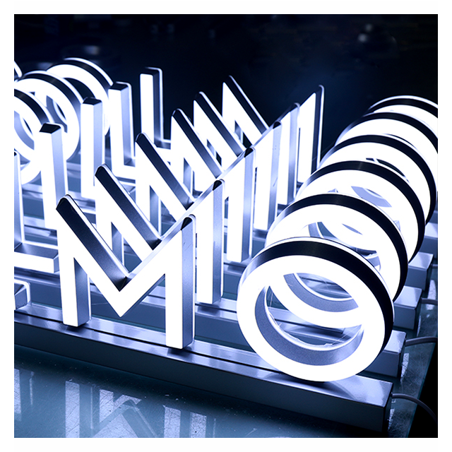 Custom Double Light Illuminated Sign 3D Signage Acrylic Letters Stainless Steel LED Sign For Business Brand Logo