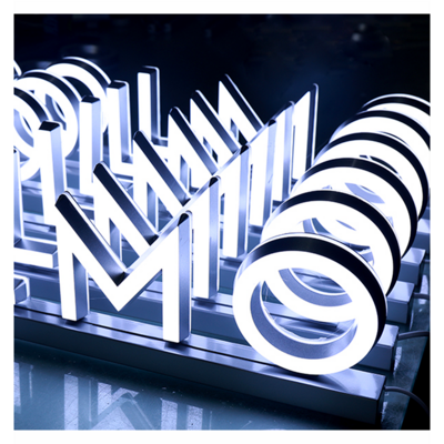 Custom Double Light Illuminated Sign 3D Signage Acrylic Letters Stainless Steel LED Sign For Business Brand Logo