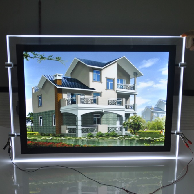 Custom Backlit Lightbox Led Crystal Frame Ultra Slim Edge-Lit Light Box For Indoor Advertising Lightbox