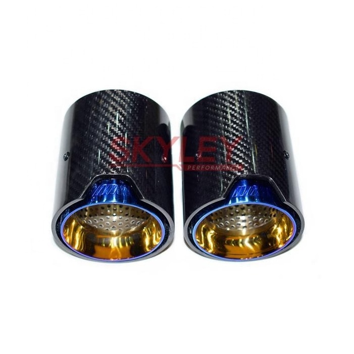 1 Piece Burnt Blue Carbon Fiber Exhaust Tip Muffler For Bmw M Performance Exhaust Pipe M2 F87 M3 F80 M4 F82 F83 M5 F10 M6 F12