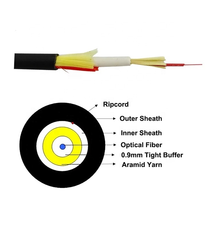 FTTH 1 core fiber optic cable 500m 5.0mm double sheath 4.6mm 6.0 G657A2 indoor outdoor drop cable fiber optic 1km price