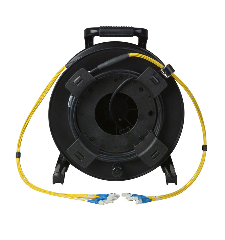 FTTH SC LC FC ST Connector Portable Retractable Tactical Winding Drum 100M 150M Fiber Optic Cable Reel