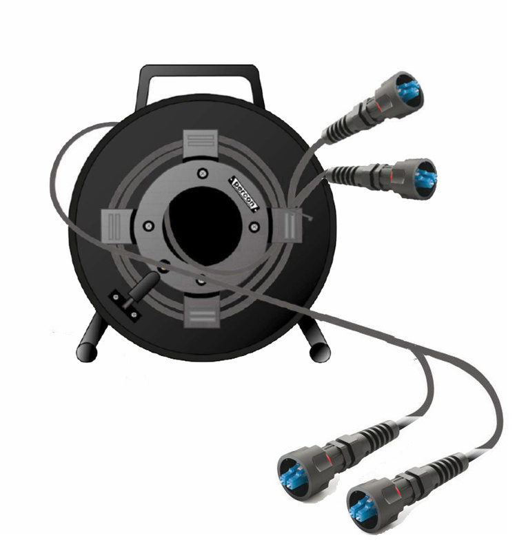 FTTH SC LC FC ST Connector Portable Retractable Tactical Winding Drum 100M 150M Fiber Optic Cable Reel