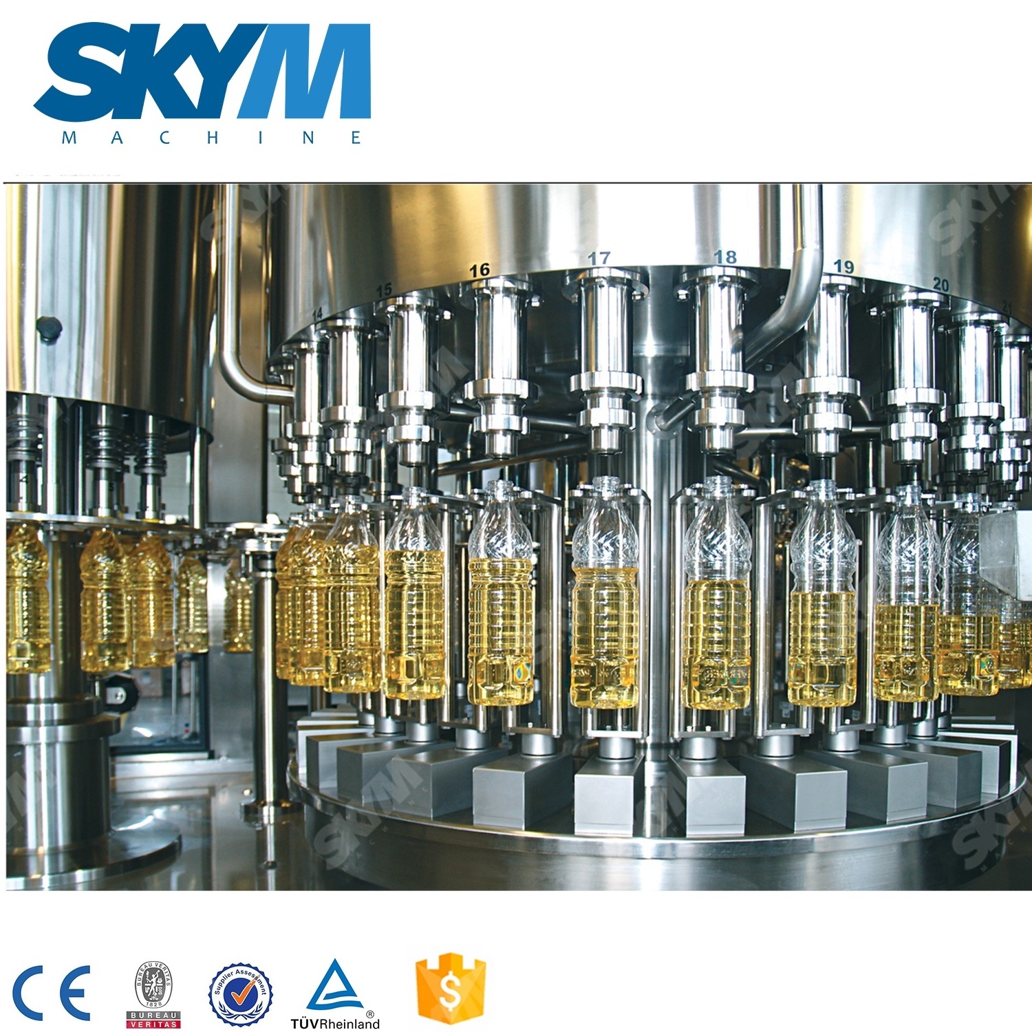 Fully Automatic Liquid Cooking Edible Vegetable Olive Oil Pet Bottle Filling Capping Machine