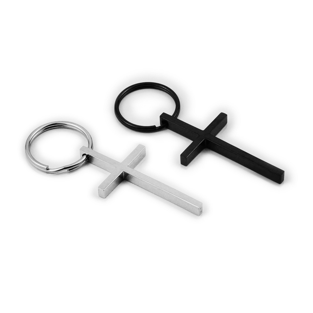 stainless steel keychain cross religious key chains mirror polished christian key chains pendant decoration