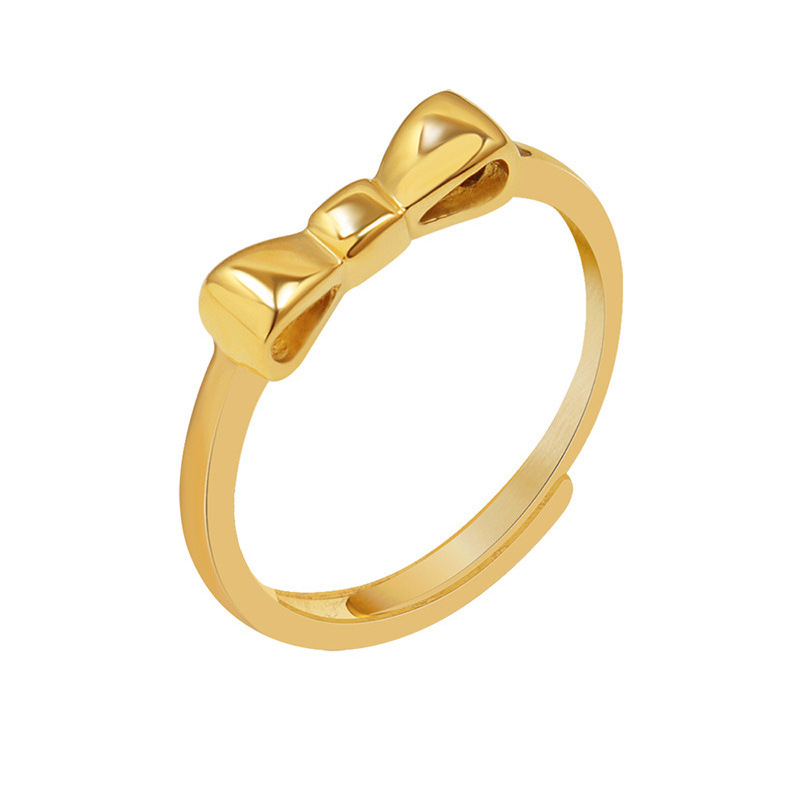 Classic bow knot adjustable ring for women ins non tarnish jewelry gold stainless steel stackable rings