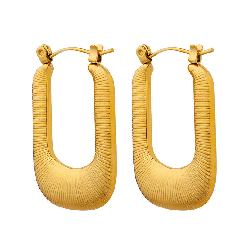 U hoop gold earrings fashion jewelry  women stainless steel long square earring making supplies