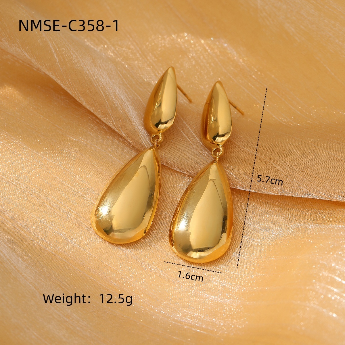 Water Drop Shape Dangle Statement Earrings Glossy Big Small Splicing Teardrop Tassel Earrings Stainless Steel Earring waterproof