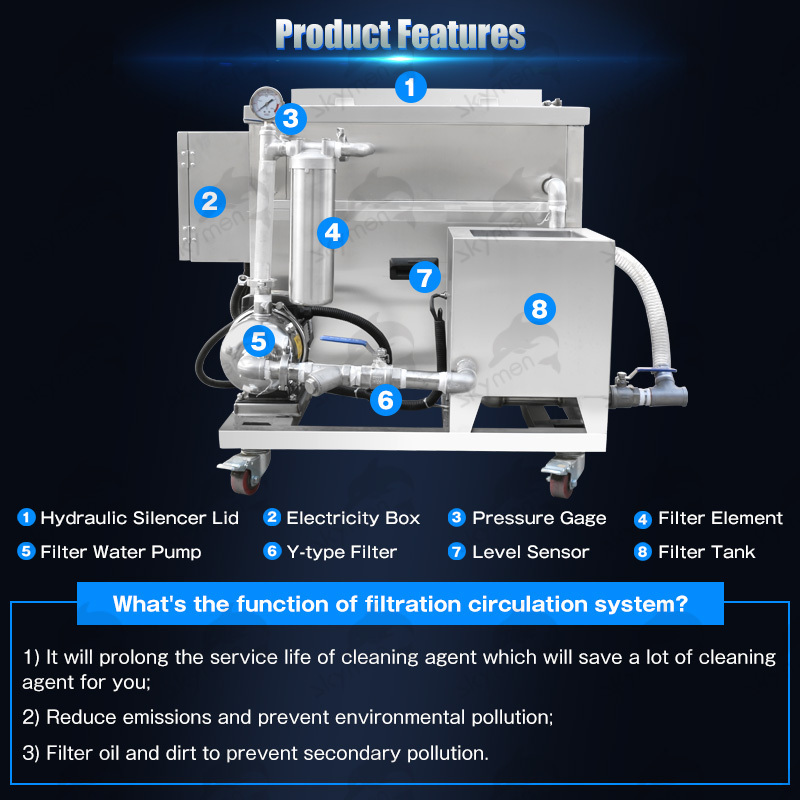 150L Ultrasound Washing Equipment Surgical instruments cleaning machine with oil filter dpf ultrasonic cleaner