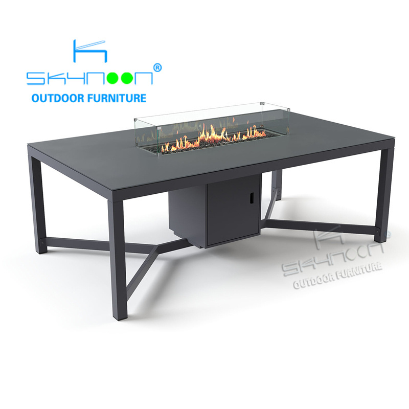 support customization fire table with wind guard glass new design patio outdoor furniture propane fire pit gas fire pit(0F71194)