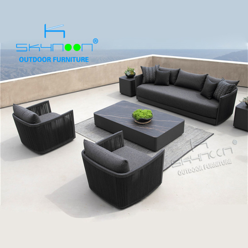 Luxury new design modern outdoor sectional,weaving handmade outdoor rope sofa,Hot sale L shape garden sofas(72153)