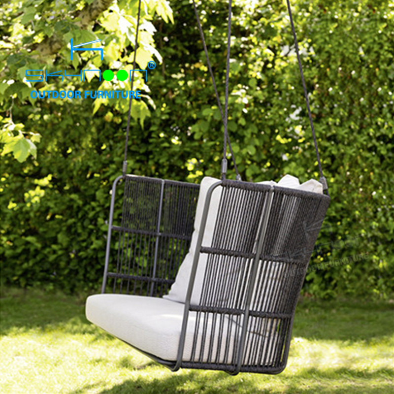 High Quality Patio swing chair double Hot selling morden rope coffee table Leisure patio outdoor swing chair(75003)