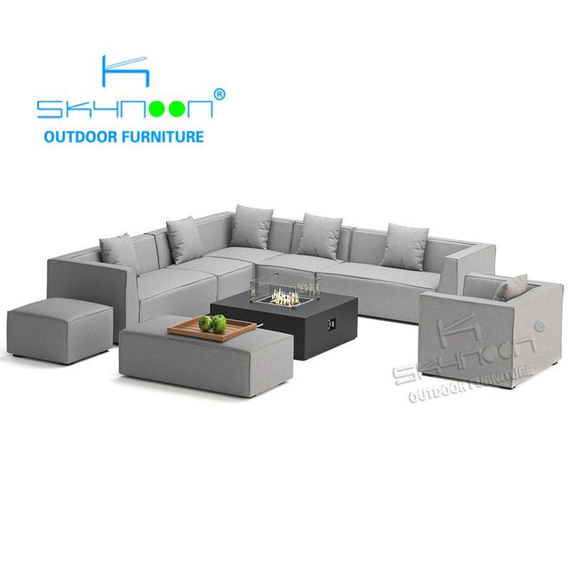 2023 new design upholstery garden sofa set with firepit table garden sets with fire pit modern sofa outdoor sectional(82159F0)