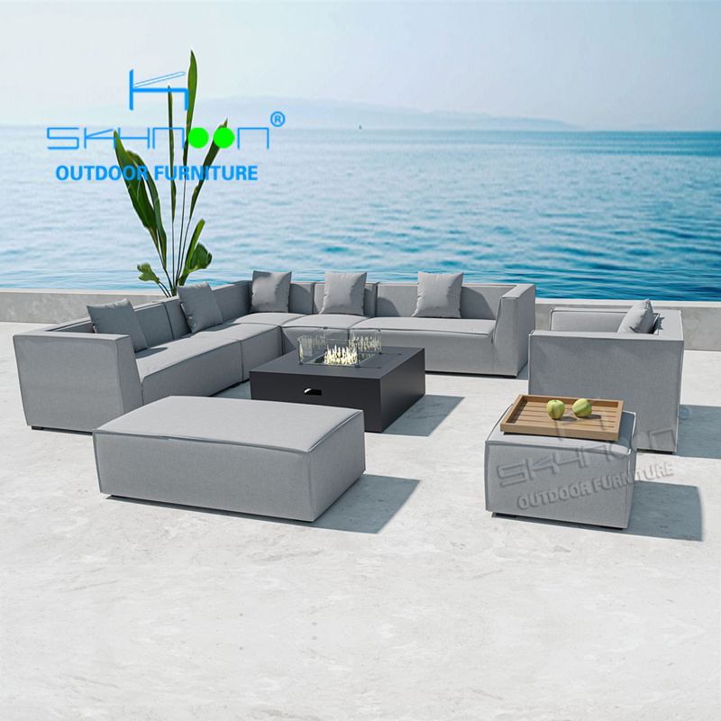 2023 new design upholstery garden sofa set with firepit table garden sets with fire pit modern sofa outdoor sectional(82159F0)