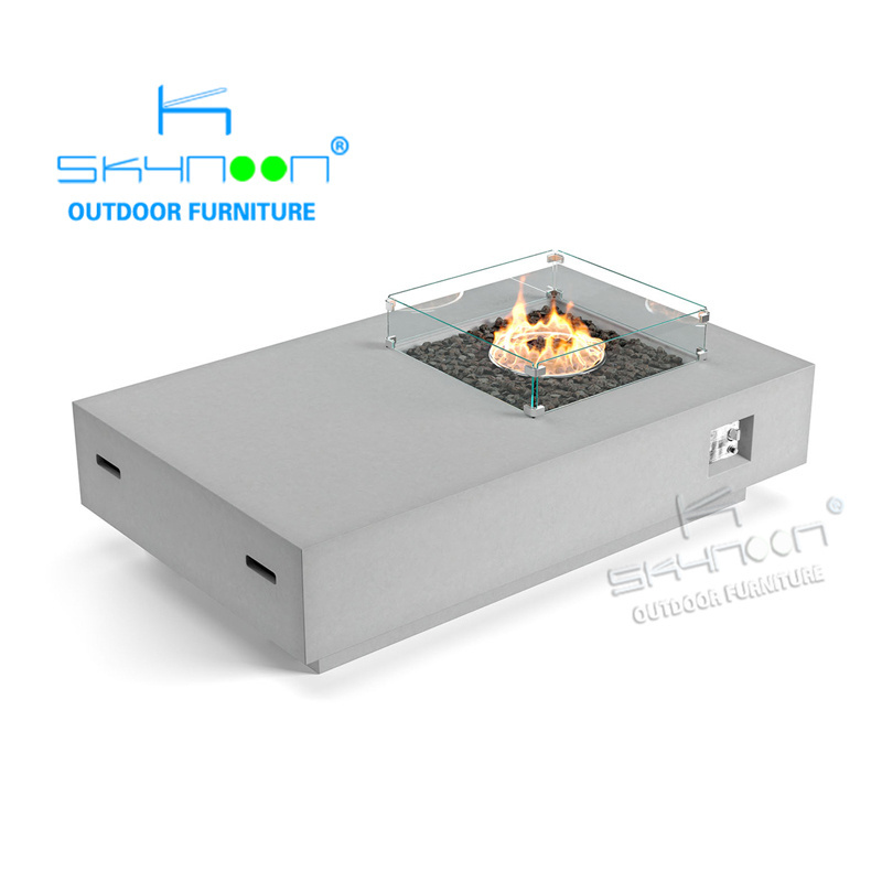 Modern concrete outdoor fire table with gas tank cover set beautiful outdoor fire pit propane outdoor fire table set(1F82162)