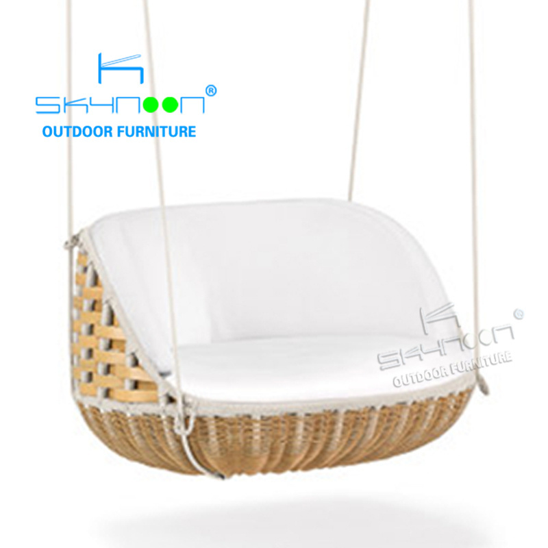 Outdoor furniture high quality hotel metal rattan wicker swing chair hot sale swing hanging chair modern Patio Swings(13046)