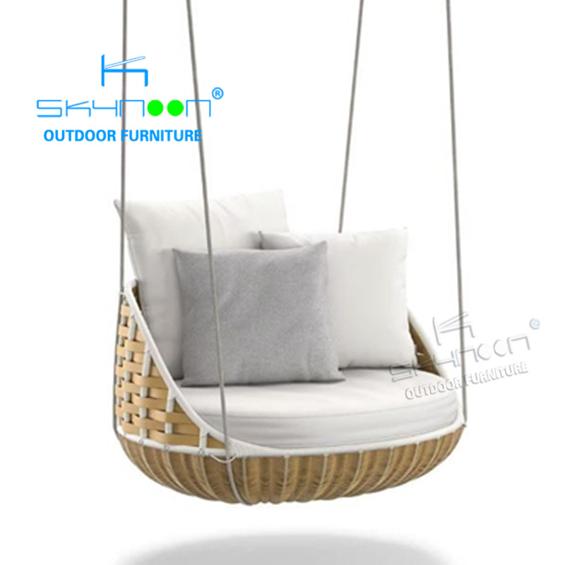 Outdoor furniture high quality hotel metal rattan wicker swing chair hot sale swing hanging chair modern Patio Swings(13046)