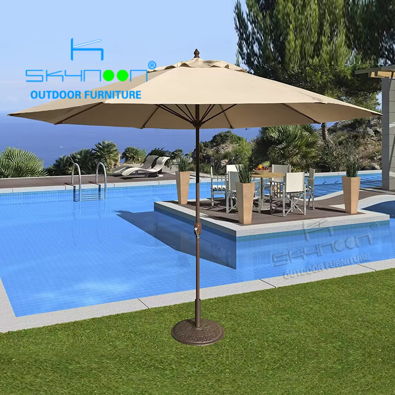 High quality fabric aluminum garden umbrella new design poolside sunshade outdoor umbrella beach parasol(TK009)