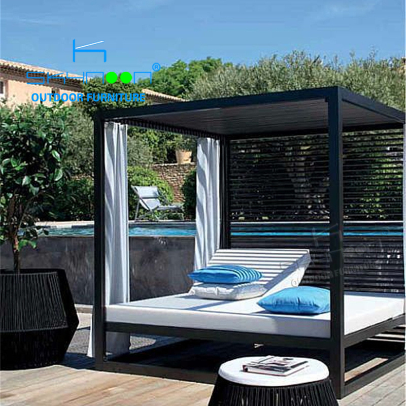 Top Selling All weather beach daybed with canopy high quality patio cabana New design outdoor daybed(32296)