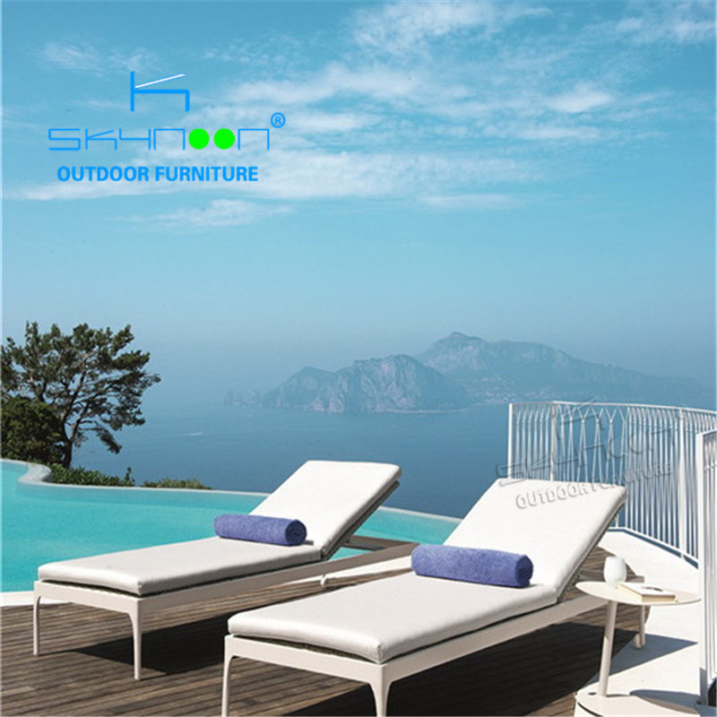 modern outdoor furniture sets balcony stackable garden rattan wicker pool sun lounger furniture beach lounger with wheels(23017)