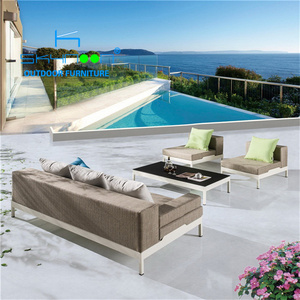 resort simple garden patio sofa set luxury aluminum teslin sofa set without arm outdoor sofa upholstered (32019)