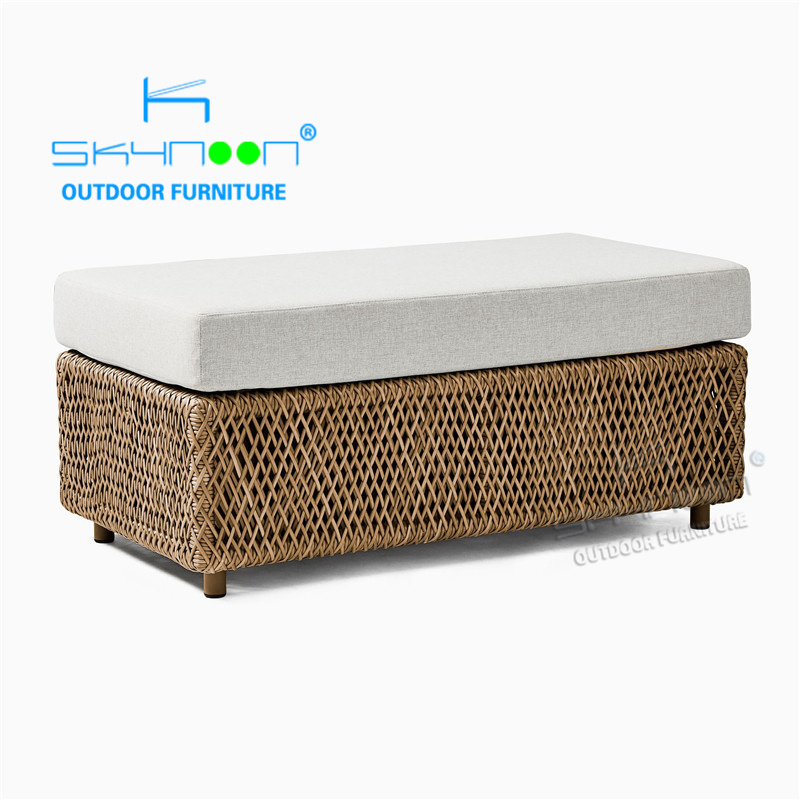 High quality Hot Sale rattan footrest wholesale outdoor ottoman all weather rattan footstool(22119A3)