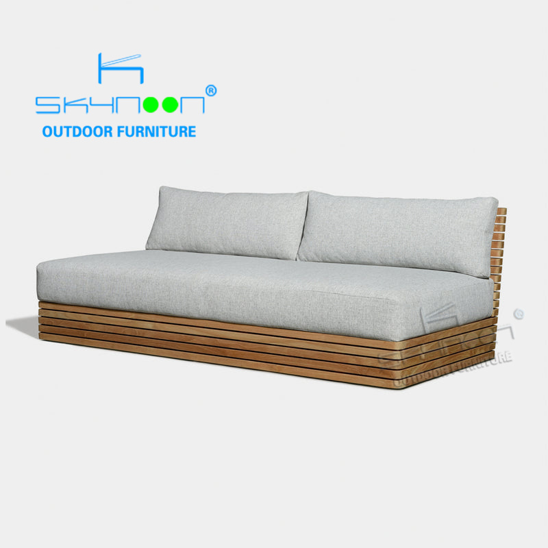 Modern style relax outdoor patio loveseat all weather luxury teak garden furniture high end hotel villa outdoor sofa(92016-2B2)