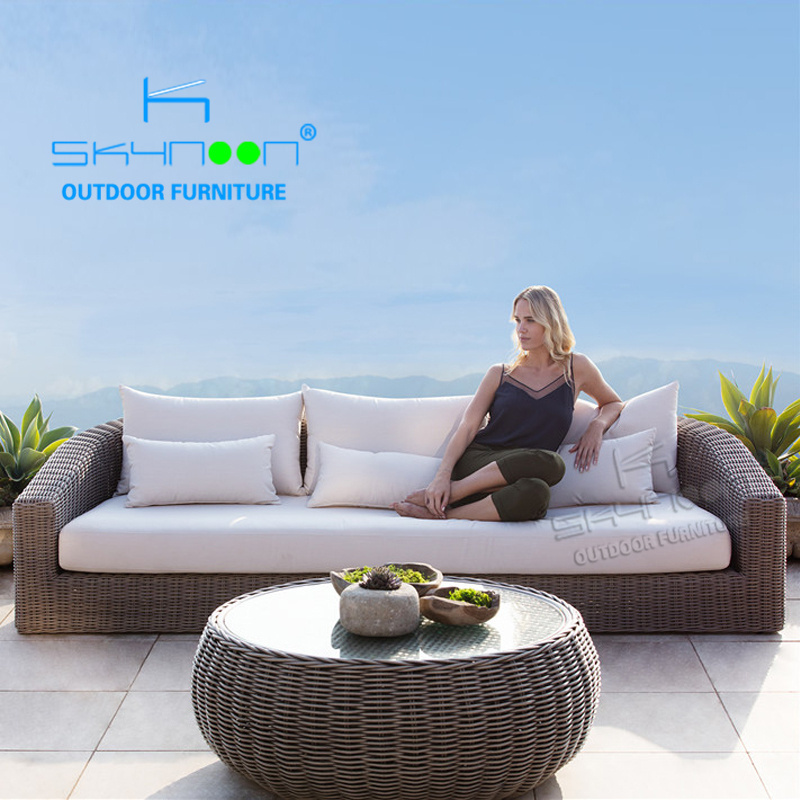 2022 skynoon rattan garden sofa,modern rattan wicker outdoor sofa set,residential or commercial project garden sofa(12101)