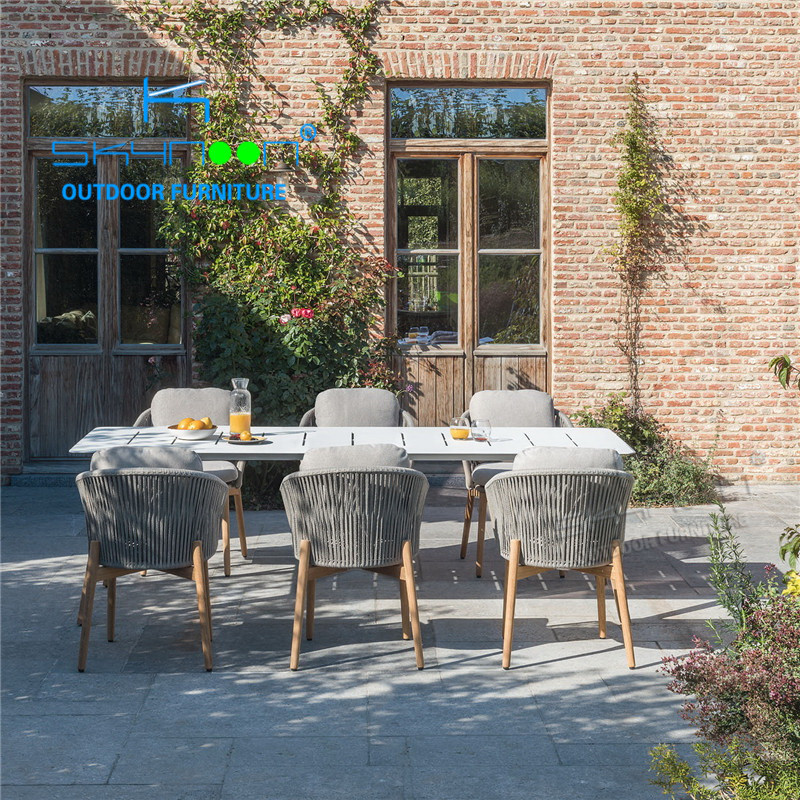 outdoor dining table set modern outdoor dining set European Style Patio Furniture Aluminum Metal rope outdoor chair(71082)