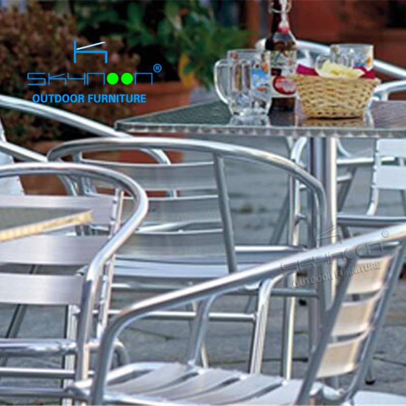 restaurant coffee shop single leg round table with 2 chairs 3pcs stackable patio furniture outdoor furniture patio(31001)