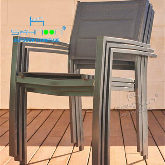 modern dining set garden furniture latest design pvc mesh chair aluminum hotsale outdoor dining tables and chairs set(51137)