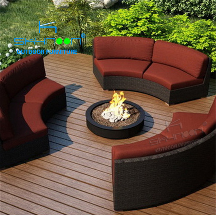 outdoor rattan curved sofas synthetic rattan sofa All Weather High quality garden furniture outdoor rattan sofa(12017)