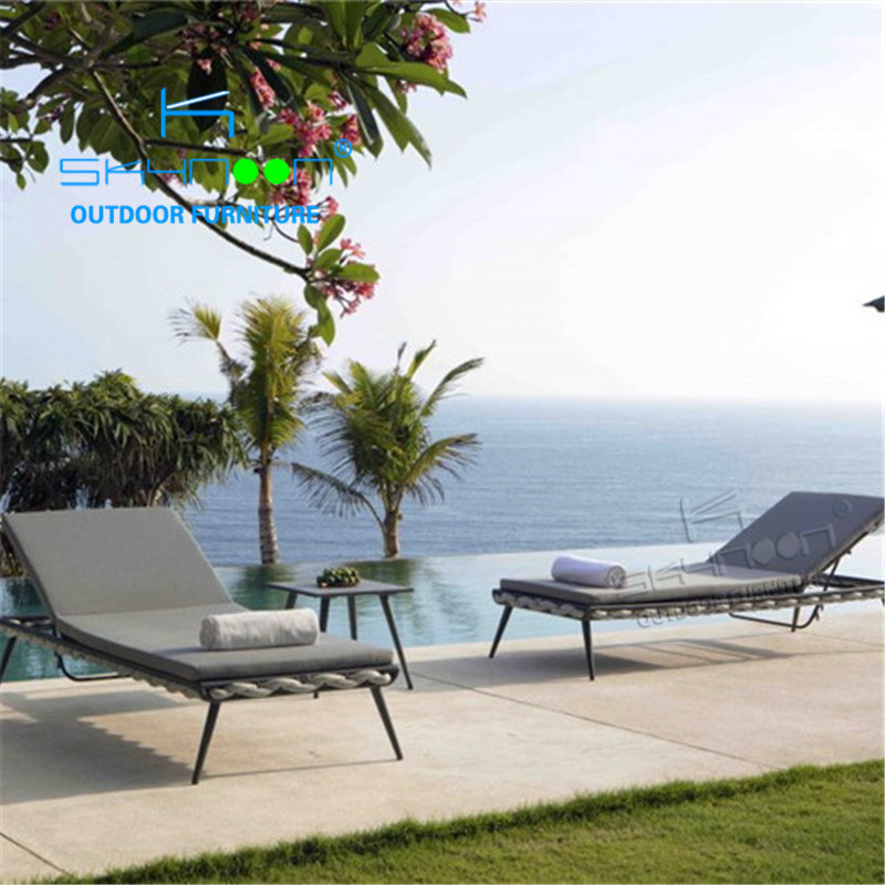 High quality rope lounge chair All weather chaise lounge Outdoor beach poolside swimming pool chair sun lounger(73013)