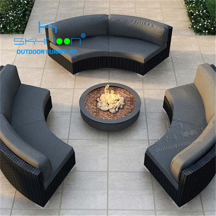 outdoor rattan curved sofas synthetic rattan sofa All Weather High quality garden furniture outdoor rattan sofa(12017)