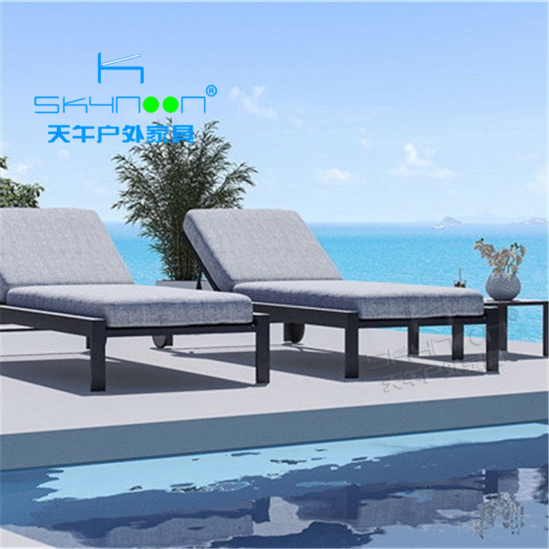 Best price beach chair lounger with wheels pool chaise lounge outdoor furniture good quality black aluminum lounger(33020)