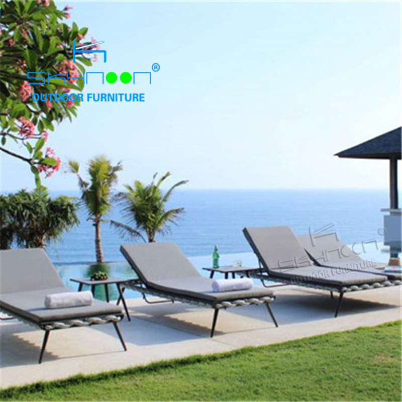 High quality rope lounge chair All weather chaise lounge Outdoor beach poolside swimming pool chair sun lounger(73013)