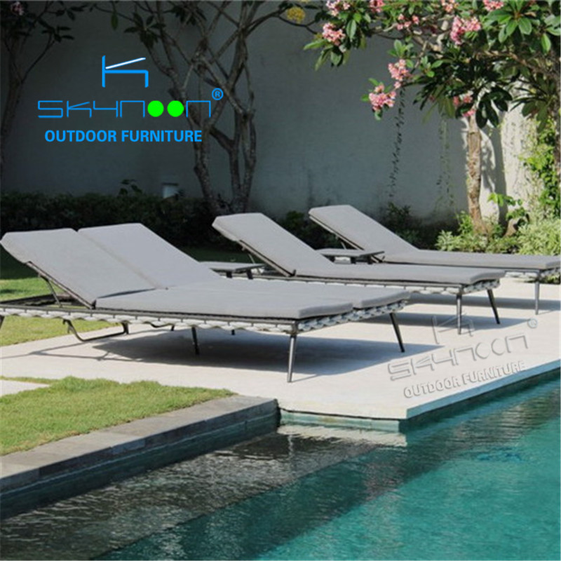 High quality rope lounge chair All weather chaise lounge Outdoor beach poolside swimming pool chair sun lounger(73013)