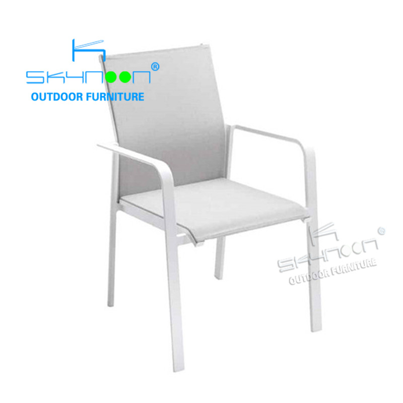 Leisure garden furniture fashion sling chair Modern stackable outdoor armchairs european patio outdoor dining chair(51307A)