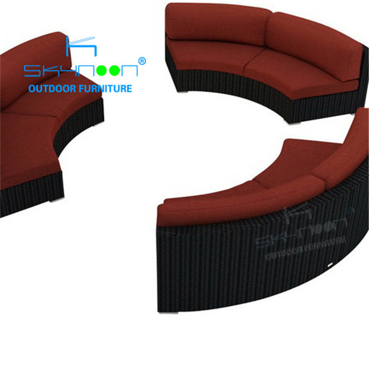 outdoor rattan curved sofas synthetic rattan sofa All Weather High quality garden furniture outdoor rattan sofa(12017)