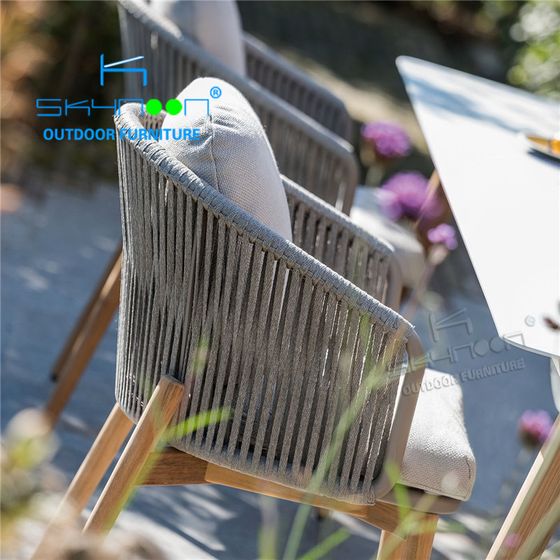 outdoor dining table set modern outdoor dining set European Style Patio Furniture Aluminum Metal rope outdoor chair(71082)