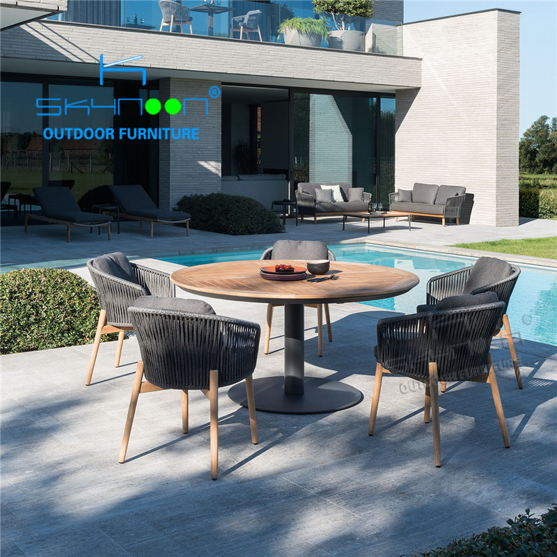 outdoor dining table set modern outdoor dining set European Style Patio Furniture Aluminum Metal rope outdoor chair(71082)