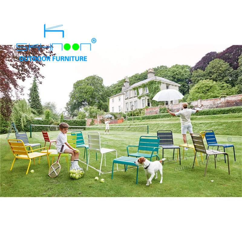 New yellow out door chair aluminum chair with footrest ottoman garden chair set(31029)