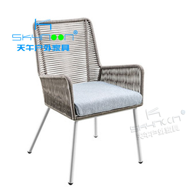 Modern mixed design rope chair outdoor patio furniture aluminum lounge chair holiday rope garden furniture (71099)