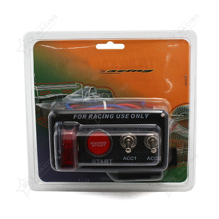 Carbon Fiber Car 12V Red LED Panel Toggle Switch Ignition Engine Start Push Button 2 Toggle Switch Panel