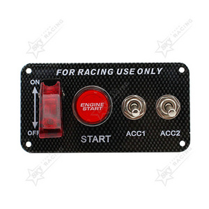 Carbon Fiber Car 12V Red LED Panel Toggle Switch Ignition Engine Start Push Button 2 Toggle Switch Panel