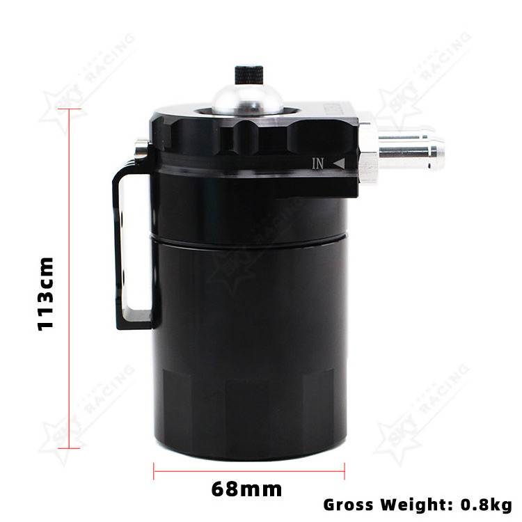 Hot Sale Black Aluminium Universal Baffled Engine Oil Separator Fuel Reservoir Kit Oil Catch Can Tank with Breather Air Filter