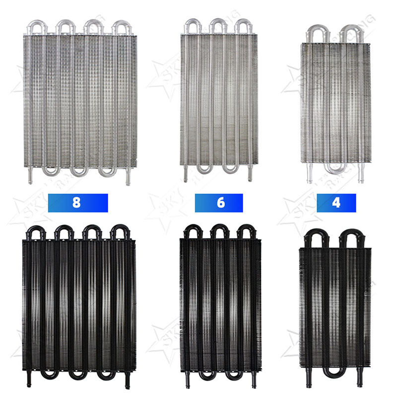 High Performance Car Engine Transmission Oil Cooler 4 6 8 Rows Sliver Black Aluminum Universal Transmission Cooler Kit